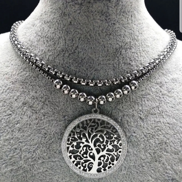Double layer tree of life Stainless Steel necklace - Picture 3 of 3